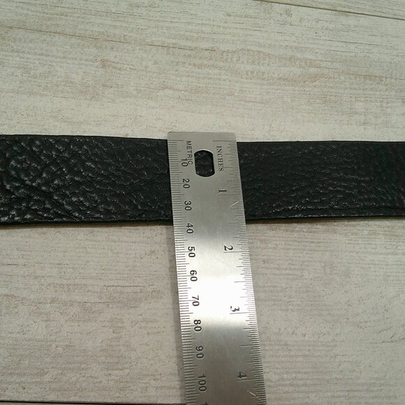 Rugged Justin Black Textured Thick Classic Top Grain Leather Belt Size 36 - Picture 6 of 7
